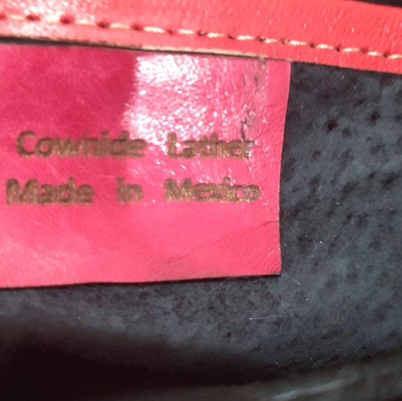 Vtg Tooled Leather Bag RED - Picture 10 of 11